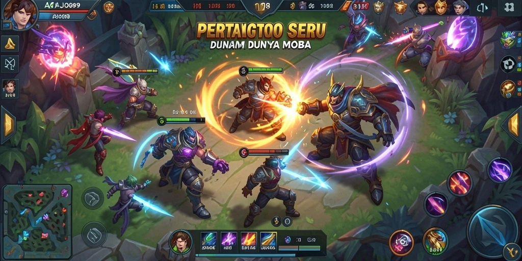 Screenshot AJO89 menunjukkan aksi pertarungan seru di arena MOBA.