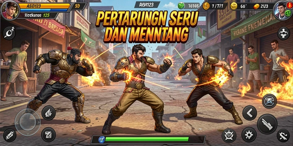 Tampilan gameplay ASD123 dengan aksi pertarungan yang mendebarkan.