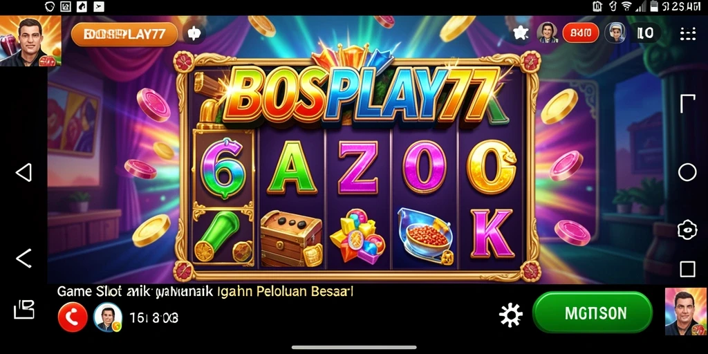 Tampilan screenshot utama BOSPLAY77 dengan gameplay Slot yang menarik dan penuh warna.