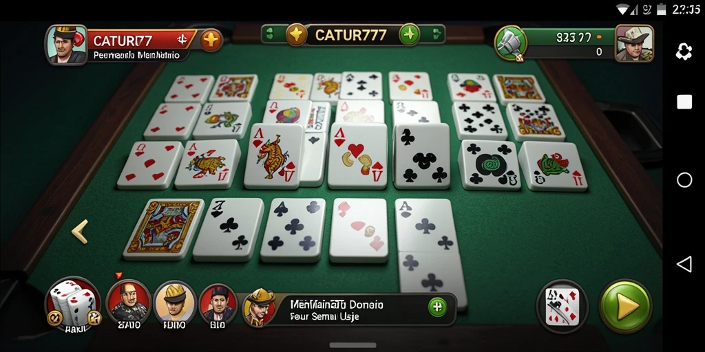 Tangkapan layar dari gameplay seru di CATUR777 yang menampilkan permainan Domino.