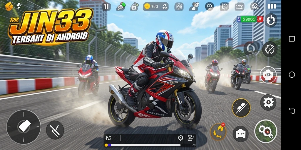 Screenshot JIN33 menampilkan serunya gameplay balap motor.