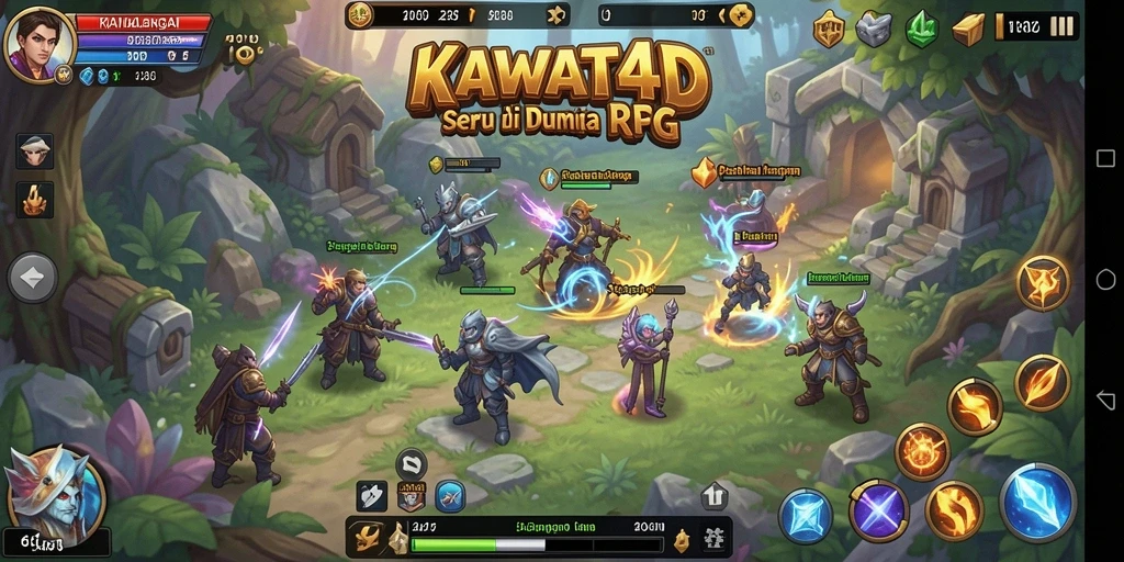 Tampilan gameplay KAWAT4D yang menakjubkan dengan aksi RPG yang seru.