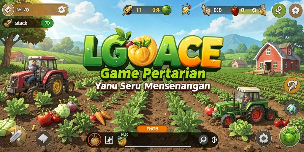 Tampilan gameplay LGOACE menunjukkan keindahan lahan pertanian yang dikelola dengan baik.