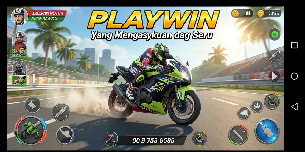 Tampilan gameplay seru balapan motor yang mendebarkan.